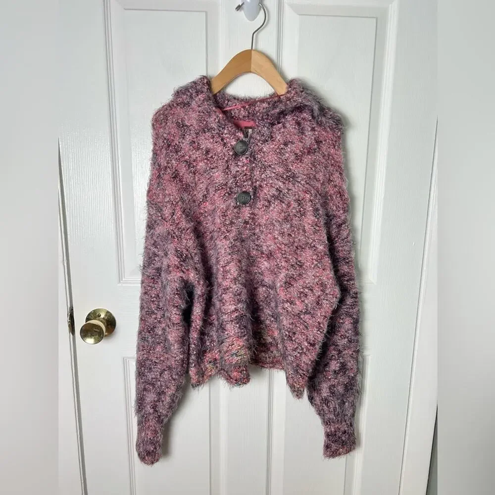 Free People Stellar Knit Pullover in Shocking Pink XS